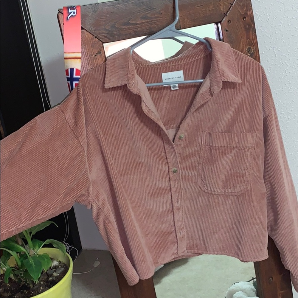 Corduroy Button Down Shirt in Rust